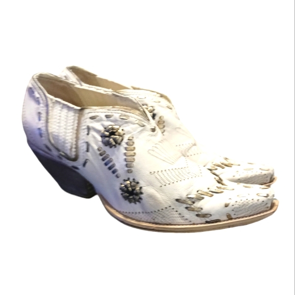 Vintage BCB Girls Western Style Leather Ankle Boot size 6 Bronze/Cream - Picture 8 of 11